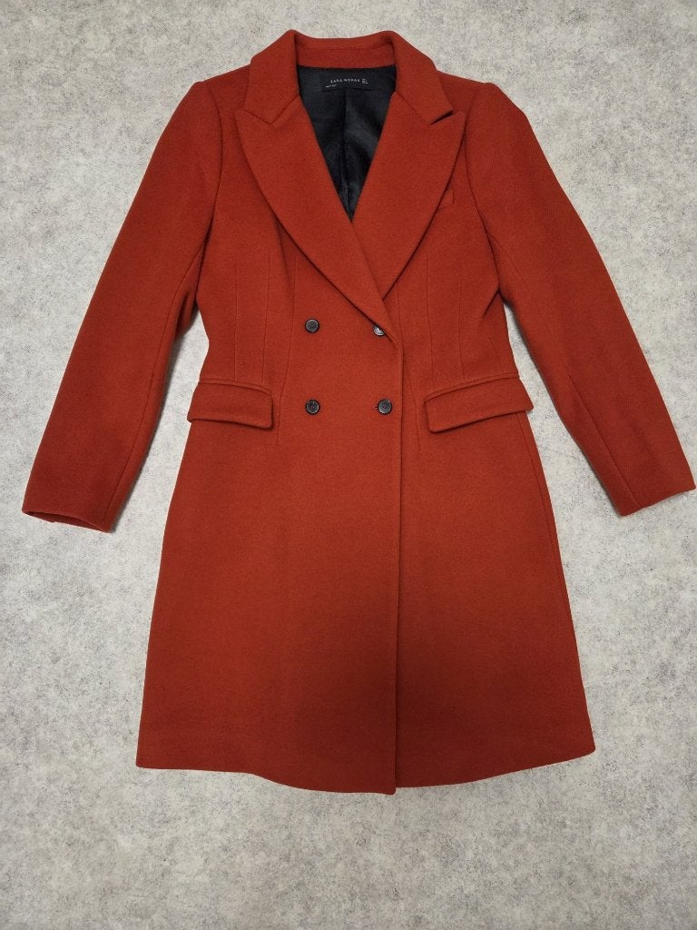 Zara Woman Rode wollen Jas Maat L, Maat 38/40 (M), Ophalen of Verzenden, Zo goed als nieuw, Rood