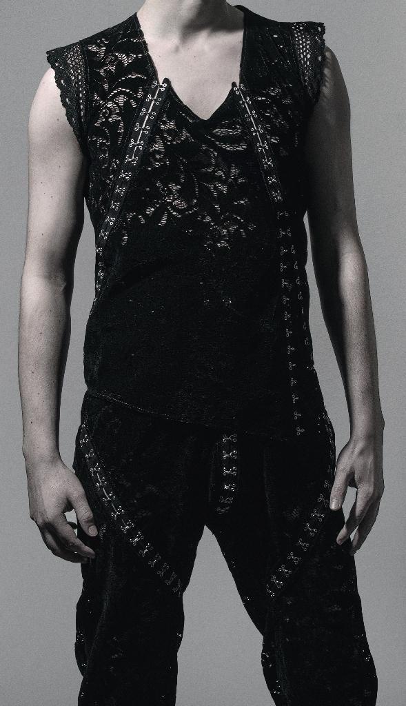 broek & top - Ann Demeulemeester stof - fluweel - gothic, Maat 38/40 (M), Kostuum of Pak, Verzenden, Zwart