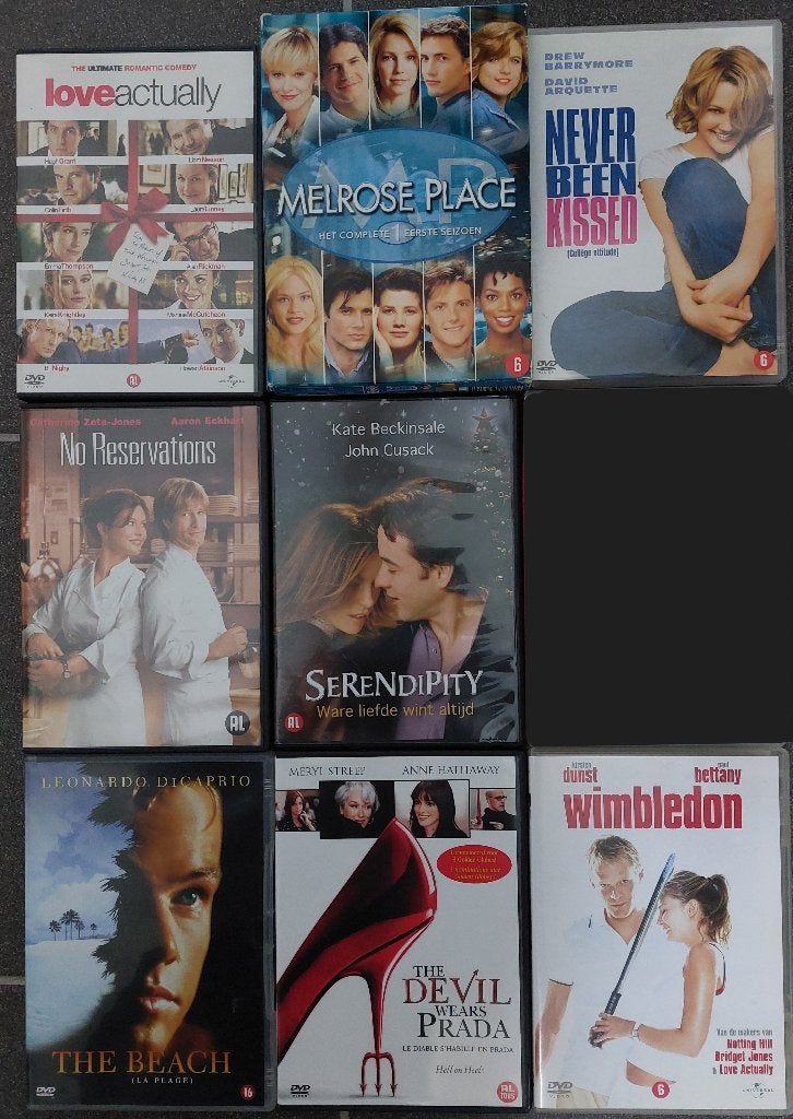 Diverse DVD’s (4). 8x. Love Actually. Serendipity. The Beach, Alle leeftijden, Ophalen of Verzenden, Zo goed als nieuw