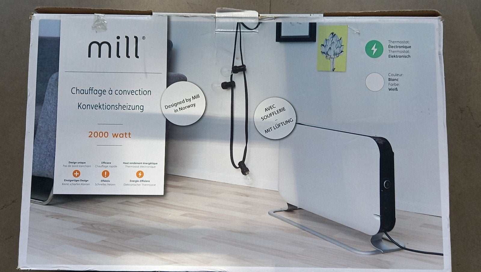 Mill SG2000LED Convectorkachel 2000W - Elektrische Verwarmin, Overige soorten, Elektrisch, Ophalen of Verzenden, Zo goed als nieuw