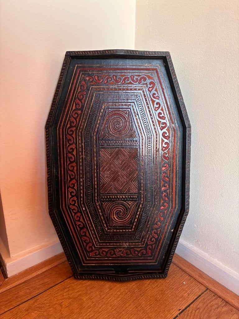 vintage houten dienblad uit Sulawesi, Ophalen, Zo goed als nieuw, Overige vormen, Hout