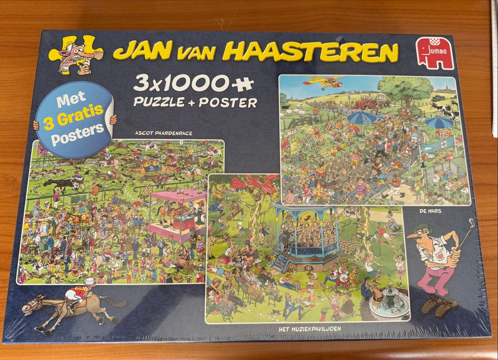 Geseald nieuw Jan van Haasteren puzzel 3 x1000 nummer 81566, Ophalen of Verzenden, Meer dan 1500 stukjes, Nieuw, Legpuzzel