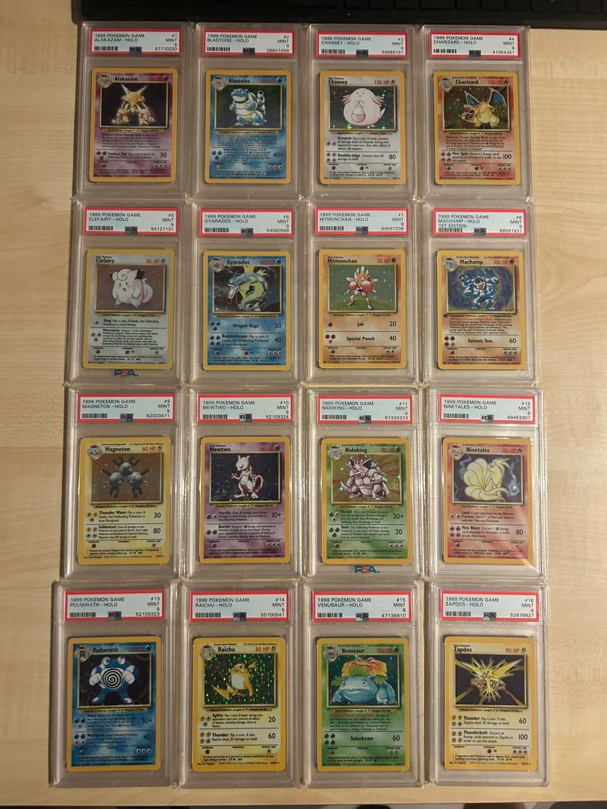 Complete base psa 9 holo set, Ophalen of Verzenden, Zo goed als nieuw, Meerdere kaarten