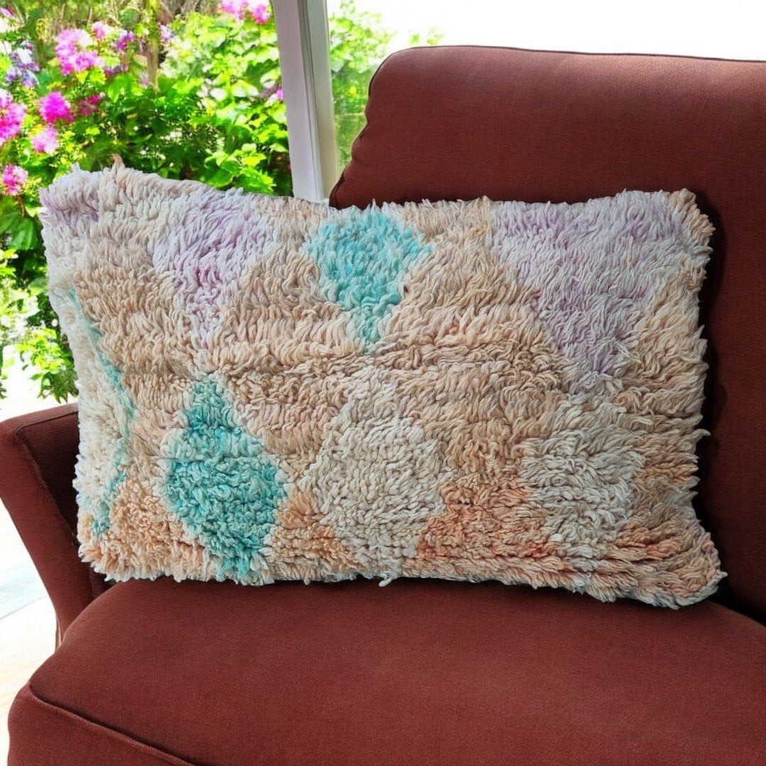 Decoratief Kussen met Textuur en Kleurrijke Patronen, Ophalen of Verzenden, Zo goed als nieuw, Overige kleuren, Rechthoekig