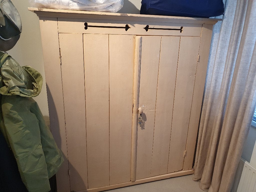 Vintage Hang- / Kledingkast Perzik - 54,5x159x170cm, Ophalen, Gebruikt, Vintage, Brocante, 150 tot 200 cm