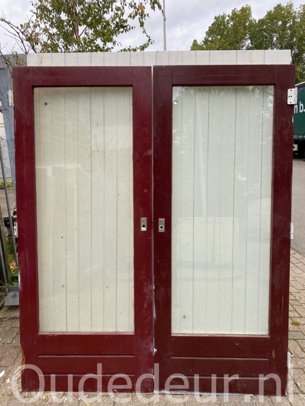 nr. a285 hardhouten balkondeur/achterdeur met dubbel glas