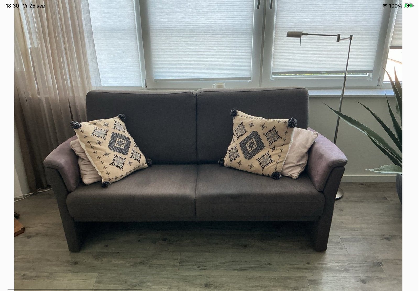 2-zitsbank en 2 fauteuils, hoge zit en in diepte verstelbaar, Huis en Inrichting, Ophalen, Gebruikt, Stof, 75 tot 100 cm