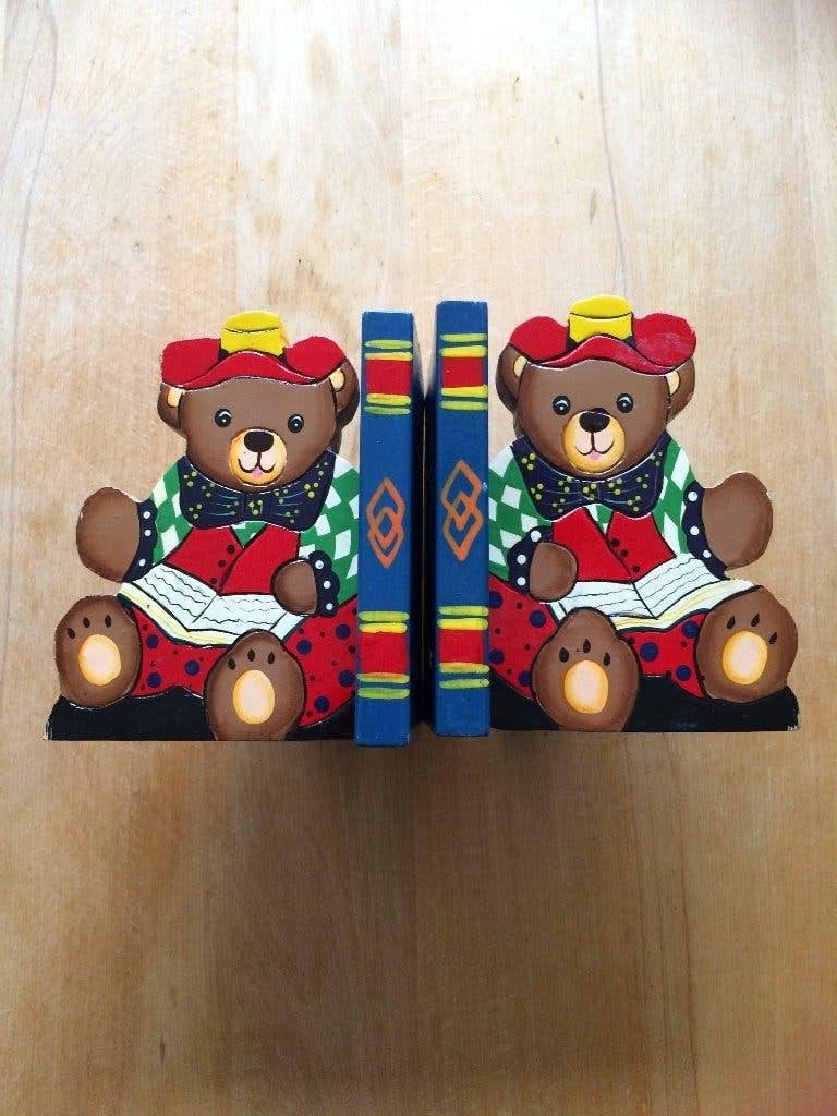 2 houten beren boekensteunen, Gebruikt, Overige merken, Overige typen, Ophalen of Verzenden