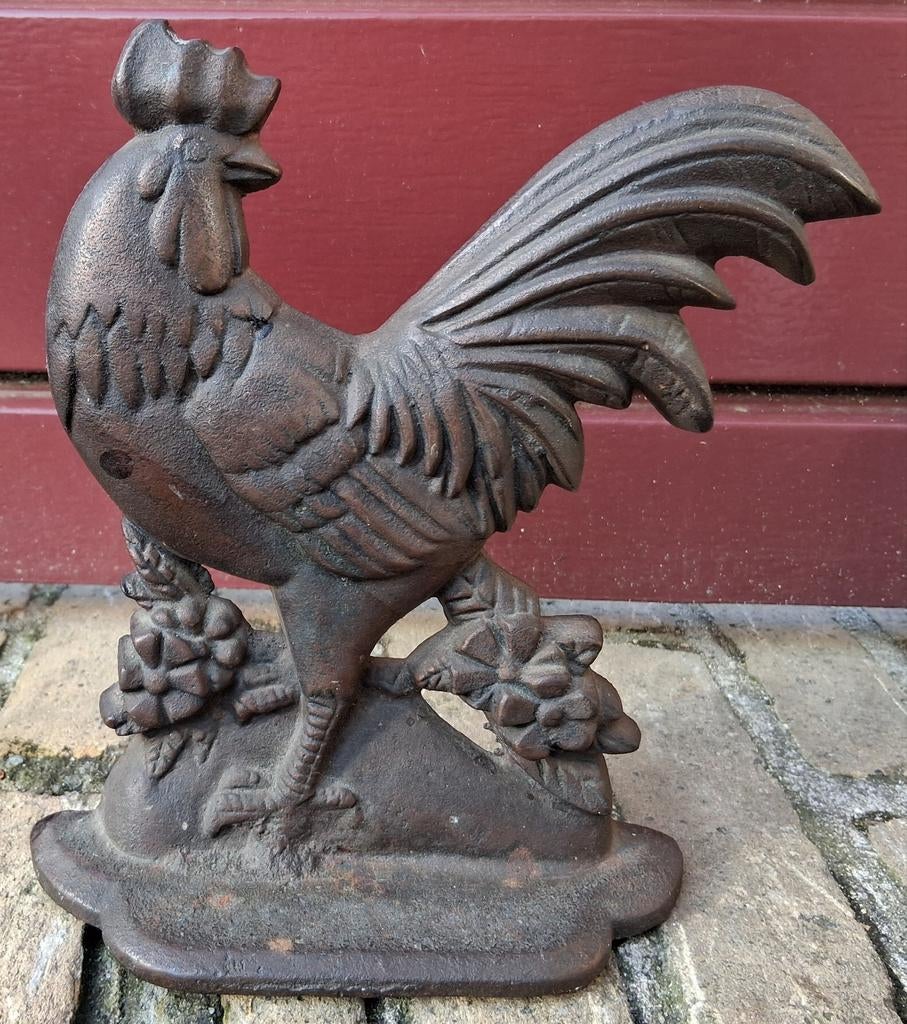 Grote gietijzeren deurstopper haan, Tuin en Terras, Tuinbeelden, Ophalen of Verzenden