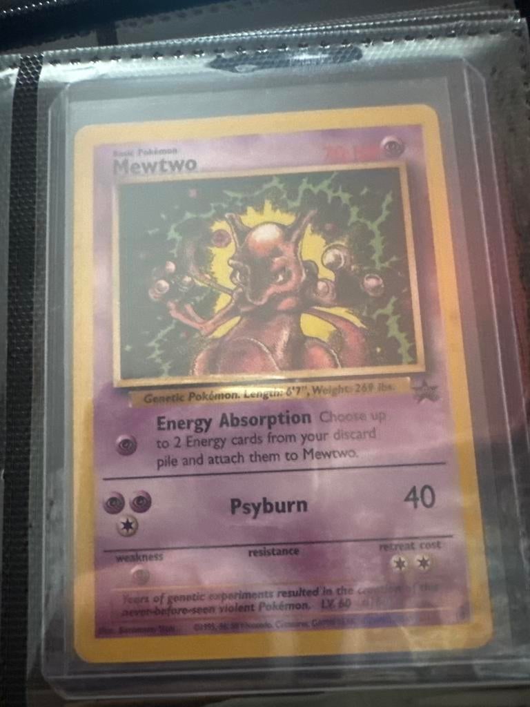 Mewtwo Pokémon Kaart - Basis Set (Engels), Ophalen of Verzenden, Gebruikt, Losse kaart