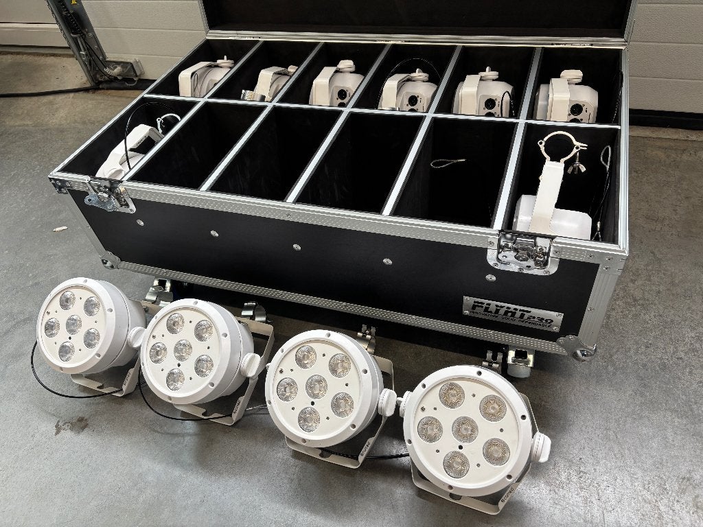 SET 12x Cameo Root Par 6 WH LED Spot incl. flightcase, Ophalen of Verzenden, Zo goed als nieuw, Licht, Geluidgestuurd