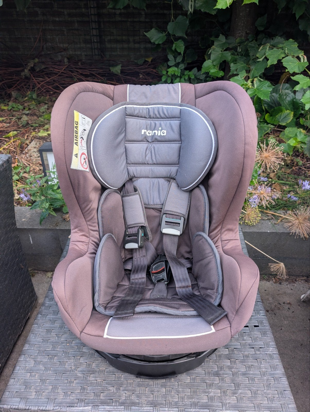 Nania autostoel 0-18 kg, bruin, verstelbare rugleuning, Verstelbare rugleuning, 9 t/m 18 kg, Ophalen, Overige merken