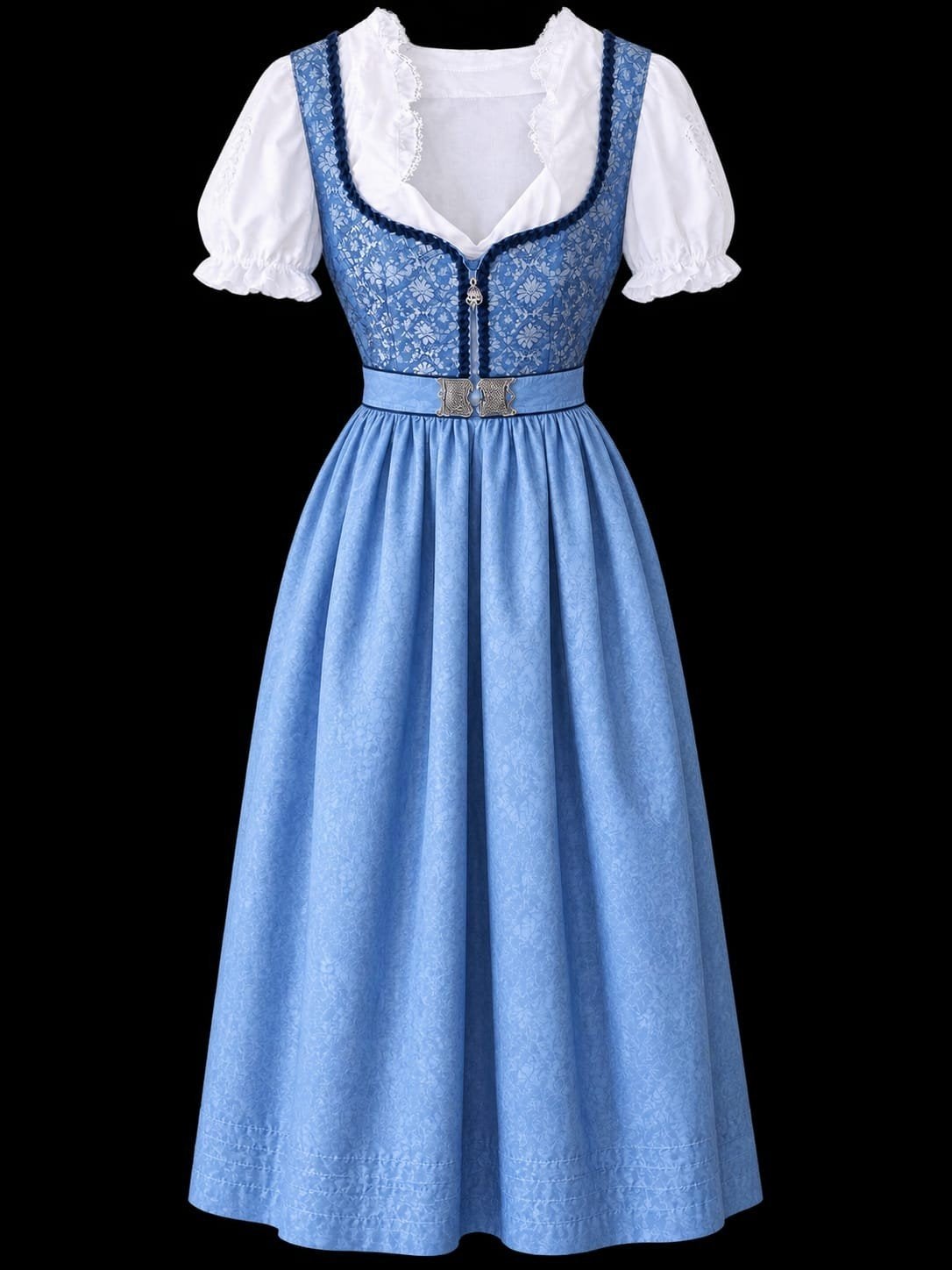 2 traditionele Dirndl Jurken - Blauw Geruit met Schort, Ophalen, Blauw, Maat 42/44 (L), Zo goed als nieuw
