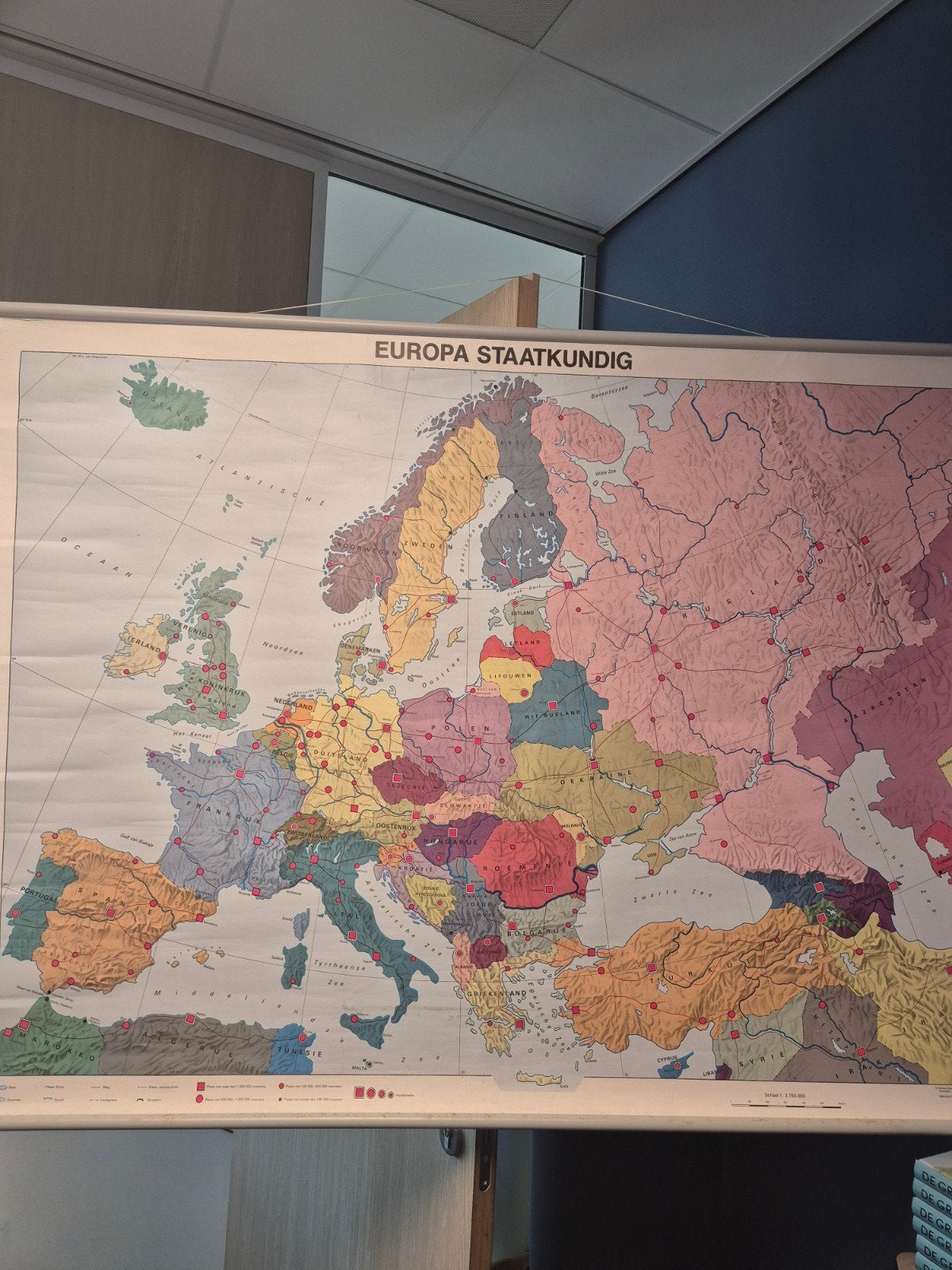 oude wandkaart europa staatkundig, Antiek en Kunst, Ophalen, Aardrijkskunde
