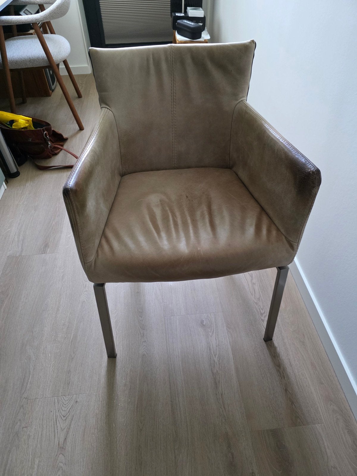 leren stoel kleur lever, Ophalen, Gebruikt, Leer, Eén