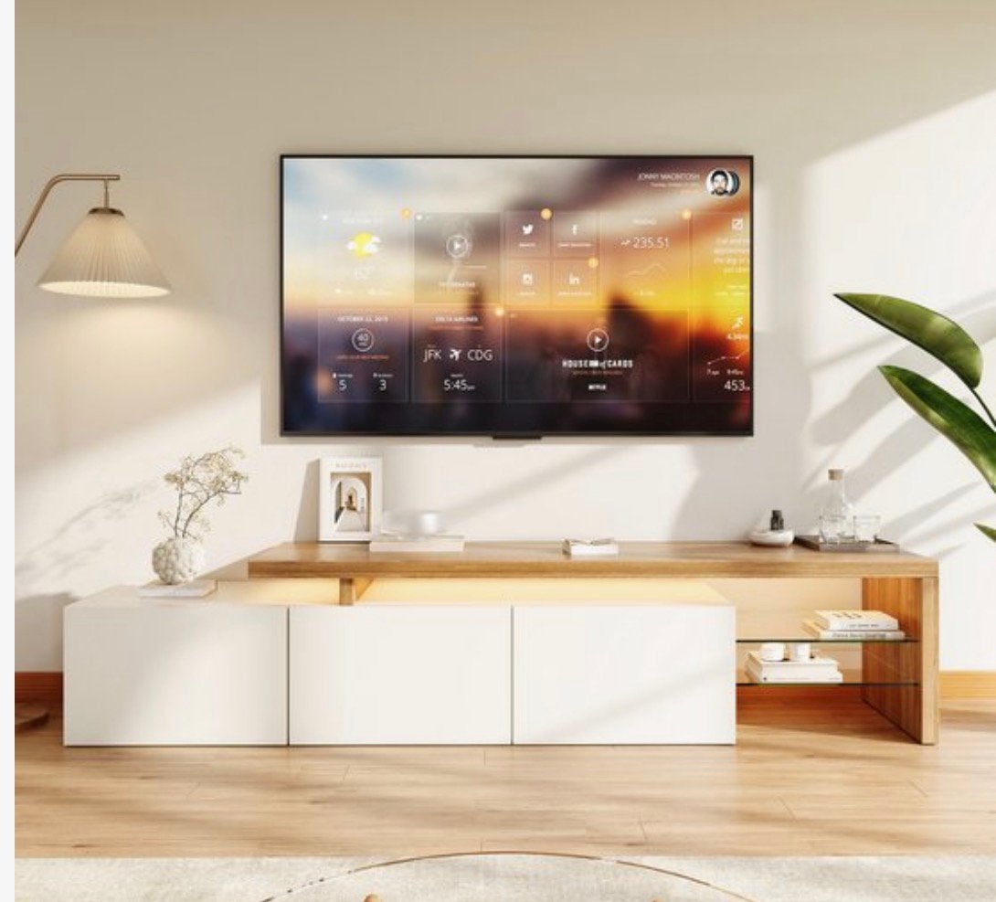 Moderne TV-meubel 200 cm met LED – zo goed als nieuw, Ophalen, 150 tot 200 cm, Zo goed als nieuw, Minder dan 100 cm