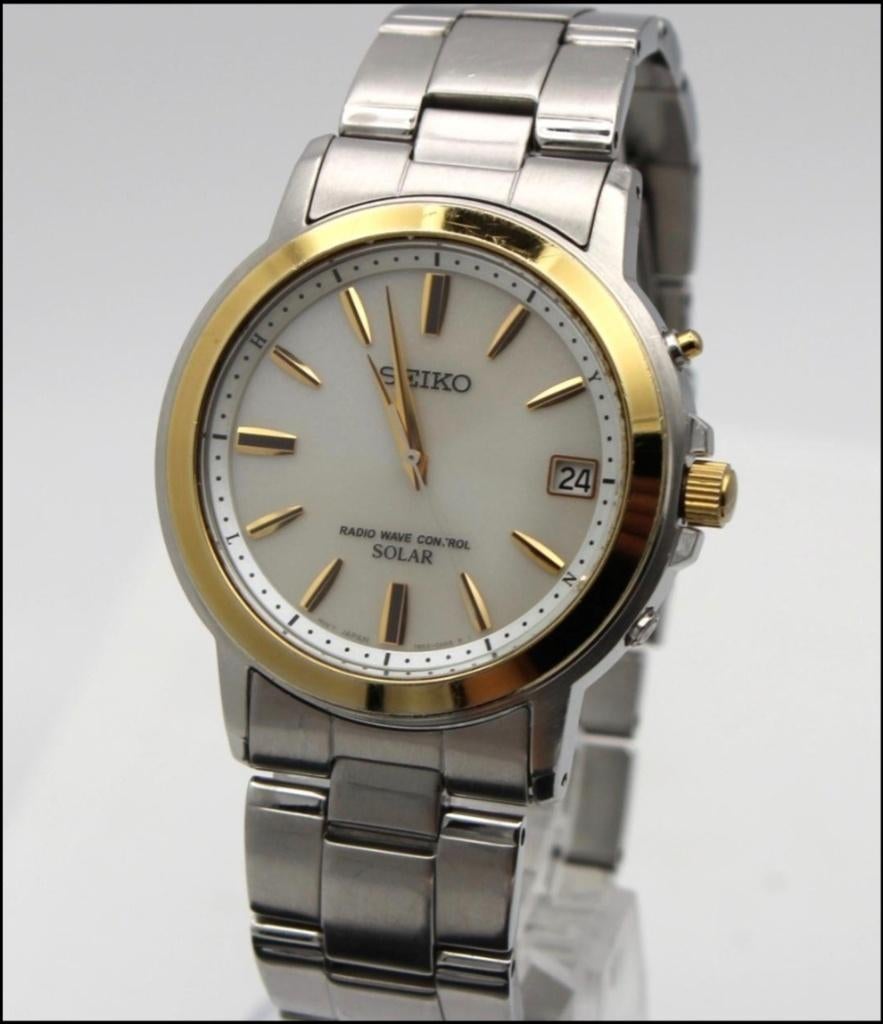Seiko Radio Controlled Solar Japan Made, Staal, Verzenden, Polshorloge, Zo goed als nieuw
