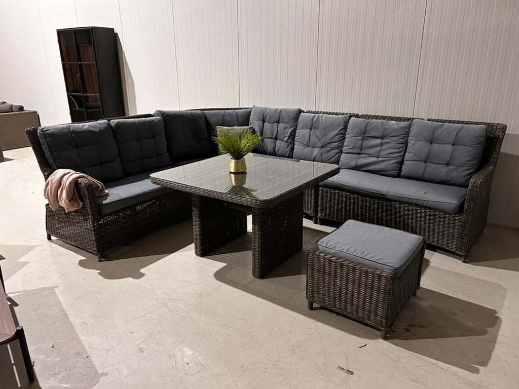 Grote dining loungeset met verstelbare rugleuningen, Tuin en Terras, Tuinsets en Loungesets, Gebruikt, Loungeset, Wicker, Meer dan 8 zitplaatsen