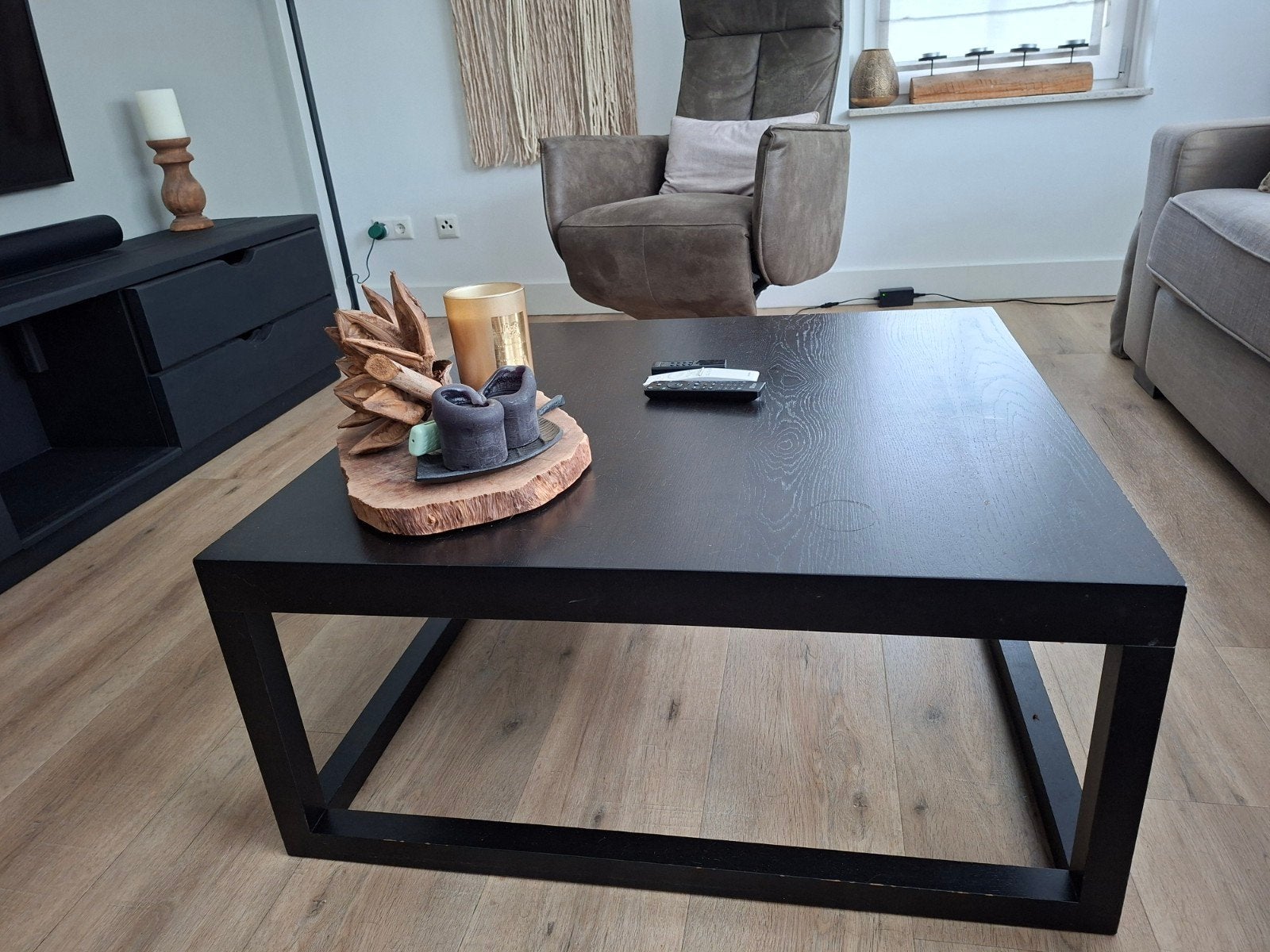 Zwarte grote Salontafel, Gebruikt, 50 tot 100 cm, Vierkant, 50 tot 100 cm