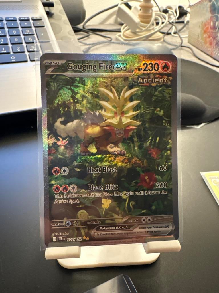 Gouging Fire ex 204/162 Ancient Pokémon kaart, Ophalen of Verzenden, Zo goed als nieuw, Losse kaart, Foil