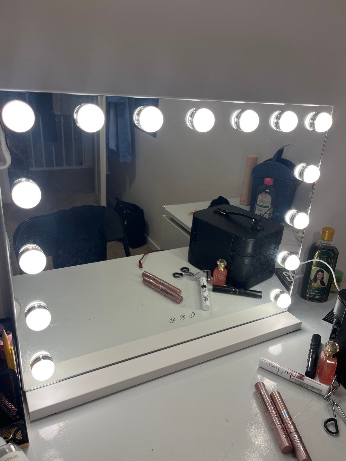 Hollywood spiegel met verlichting, Ophalen, Zo goed als nieuw, 75 tot 100 cm, Minder dan 100 cm