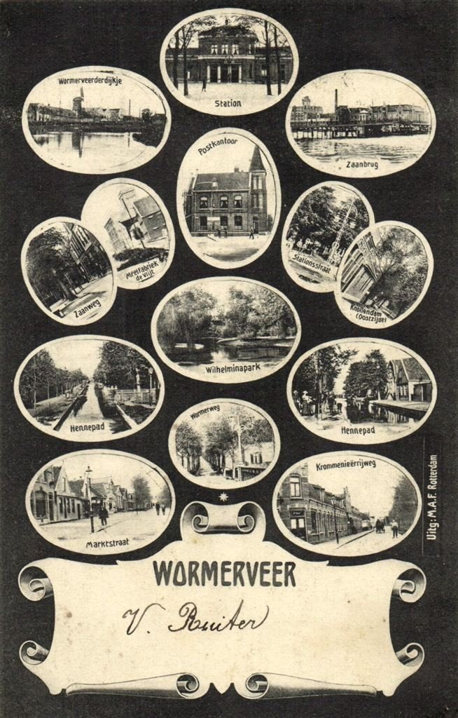 Wormerveer - 14 afb. o.a. Station Meelfabriek - 1906 gelopen, Verzamelen, Verzenden, Voor 1920, Gelopen, Noord-Holland