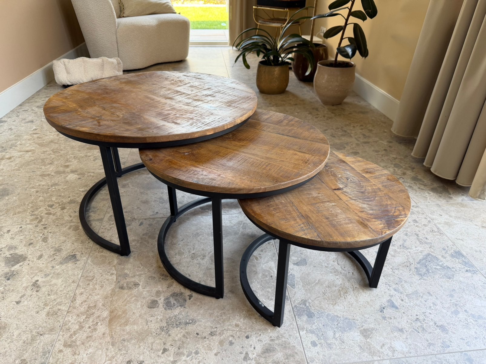 Ronde salontafeltjes, Huis en Inrichting, Tafels | Salontafels, Ophalen, Zo goed als nieuw, Rond, 50 tot 100 cm