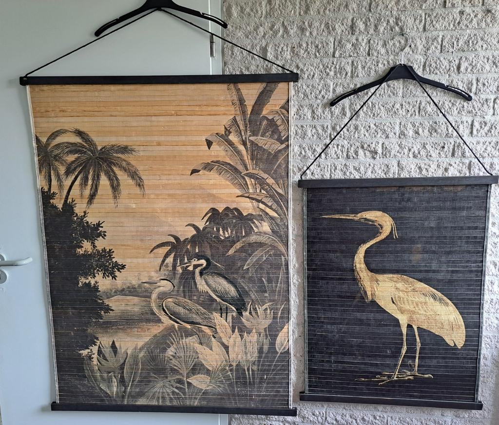 Miyagi Bird  met reiger. En wanddecoratie Loods 5 Reigers, Ophalen