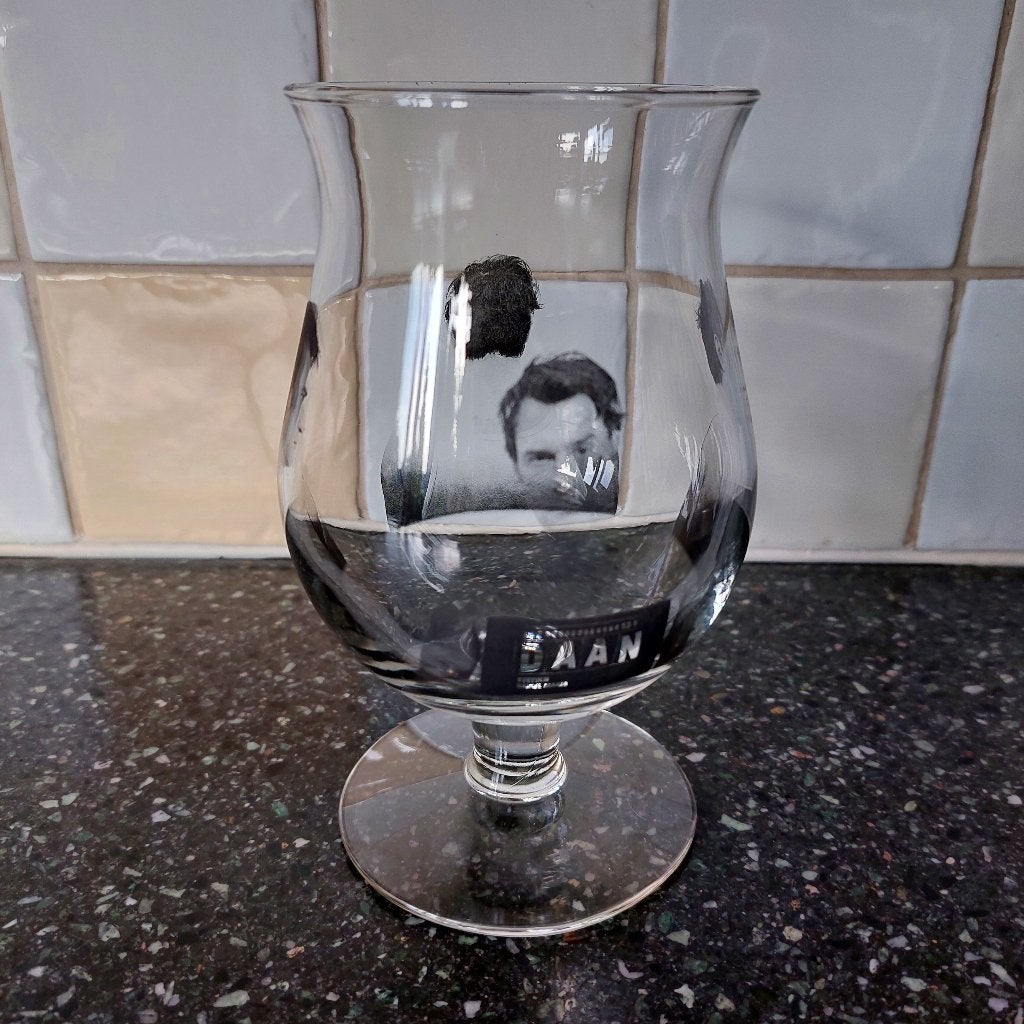 Duvel bierglas Daan, Ophalen of Verzenden, Gebruikt, Bierglas