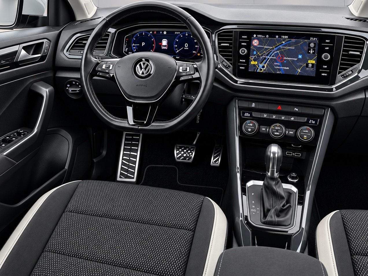 Volkswagen T-Roc 1.5 TSI Sport/Navi/camera/automaat, Auto's, Stof, 4 cilinders, 150 pk, Wit