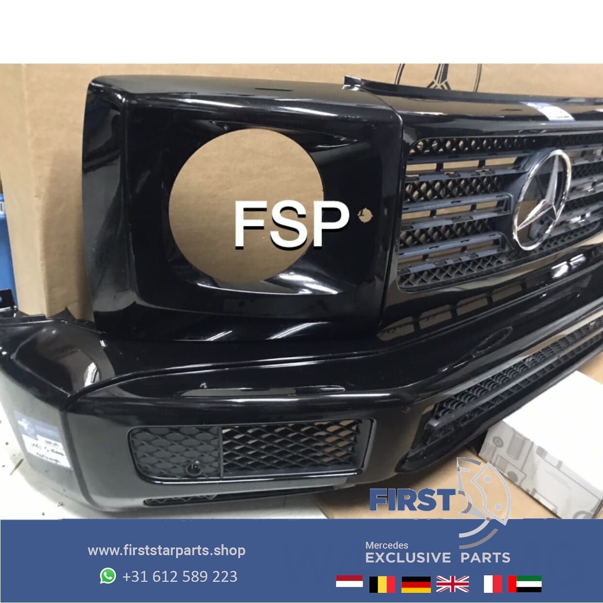 W463 G KLASSE AMG VOORBUMPER ZWART origineel Mercedes AMG 63, Gebruikt, -, Voor, Ophalen of Verzenden