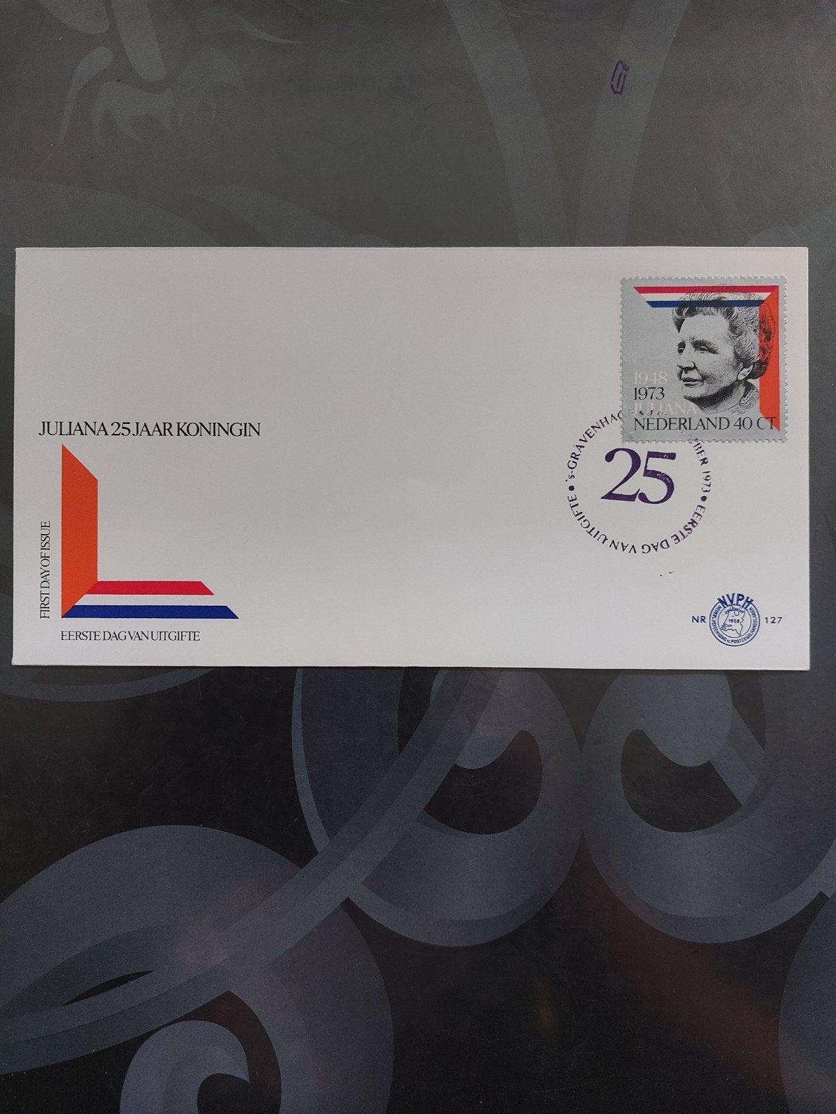 Eerstedagenvelop Juliana 25 jaar Koningin 1973, Postzegels en Munten, Postzegels | Eerstedagenveloppen, Ophalen of Verzenden, Onbeschreven