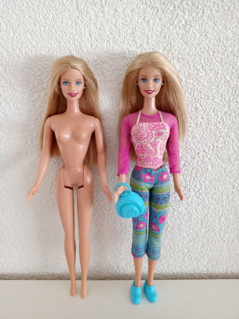 2 x Barbie Flower Power uit het jaar 2000, Ophalen of Verzenden, Gebruikt, Pop
