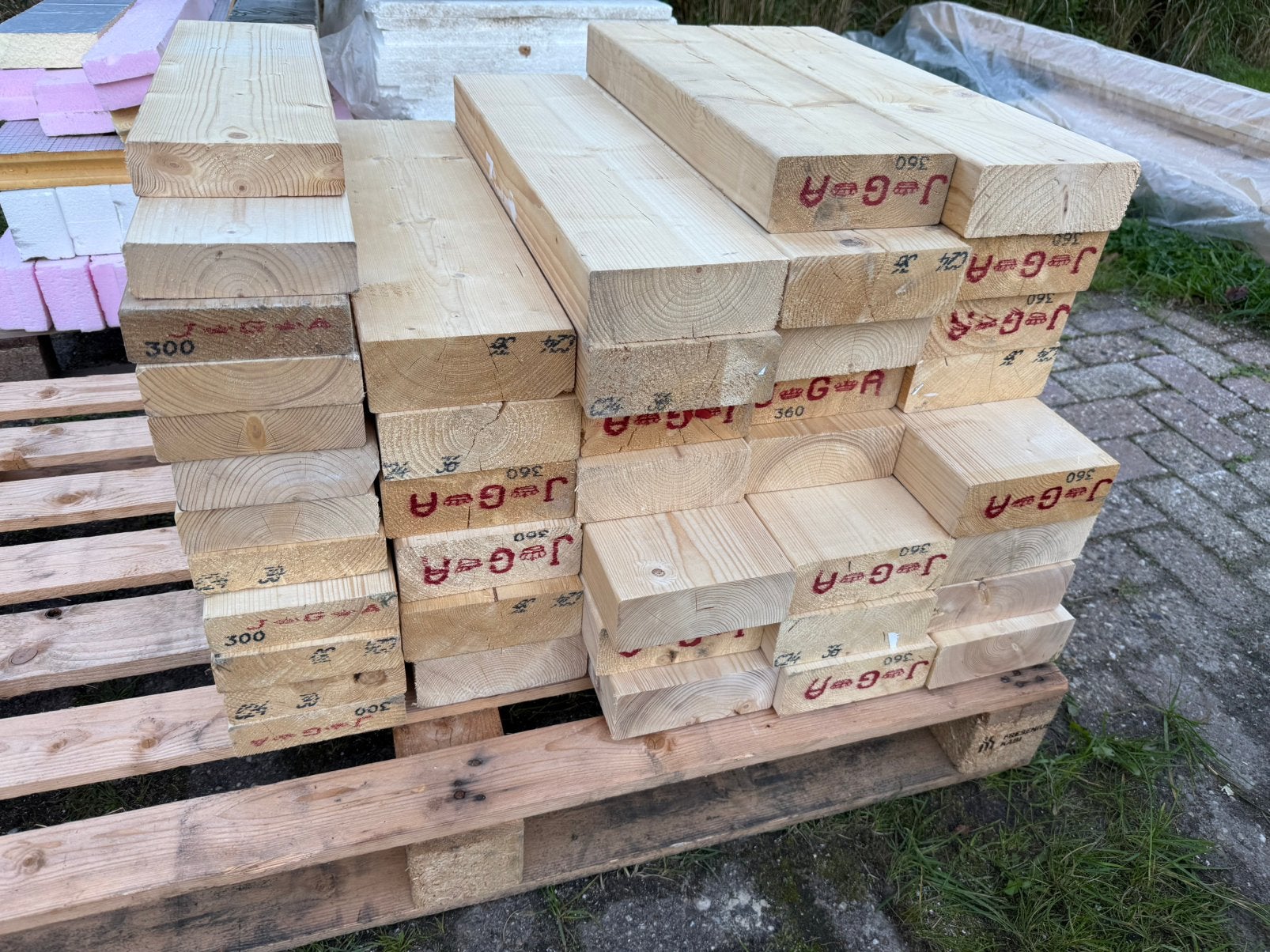Partij reststukken vuren balkhout kopmaat 56x154 & 37x140, Ophalen, Nieuw, Minder dan 180 cm, Balken