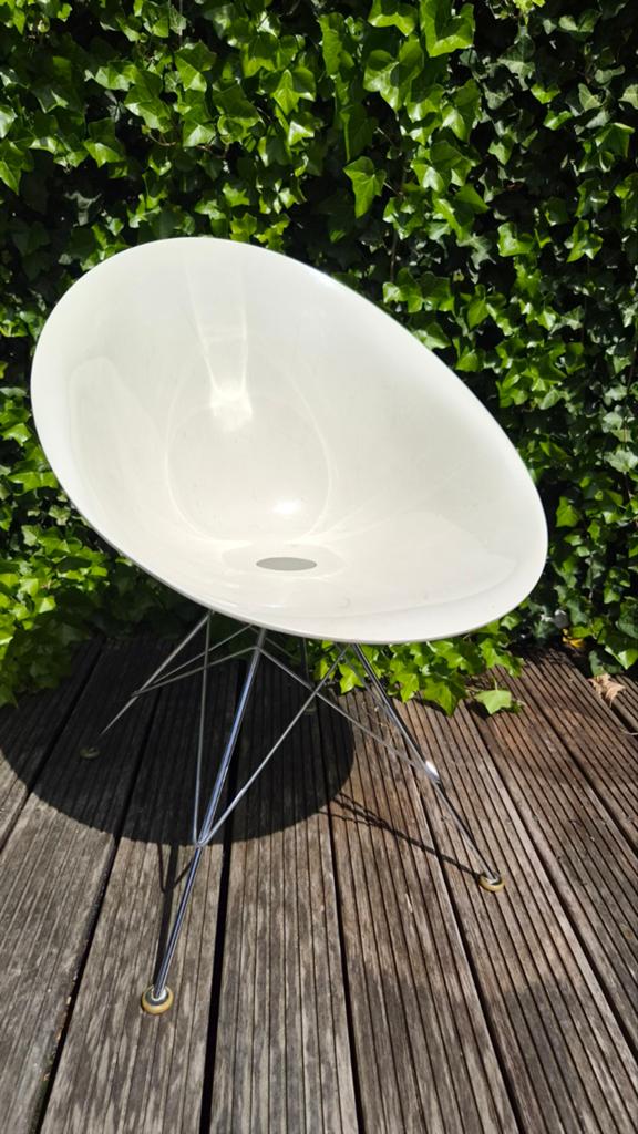 Kartell Eros stoel by Philippe Starck, Gebruikt, Wit, Eén, Metaal