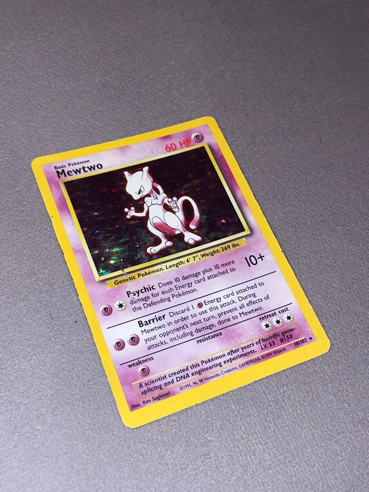 Pokemon Mewtwo 10/102 Holo Base Set Played, Ophalen of Verzenden, Zo goed als nieuw