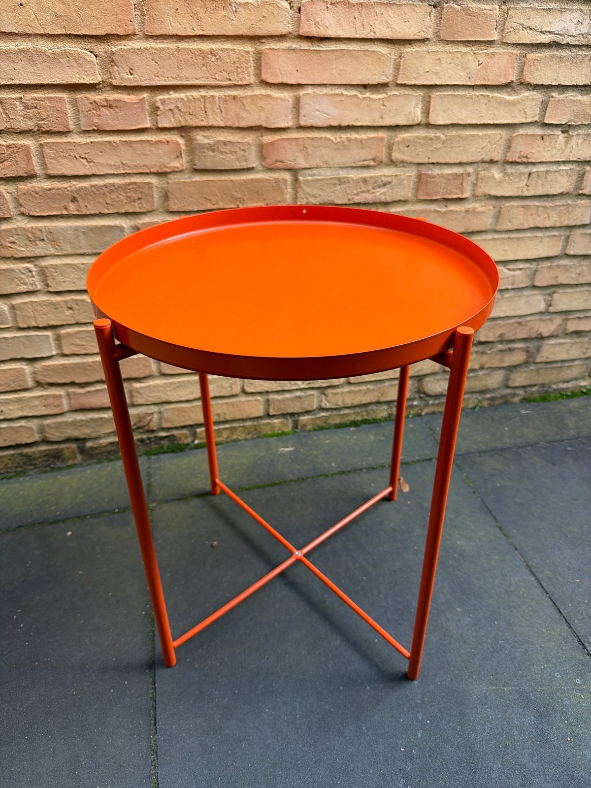 Ikea Gladom Oranje Bijzettafel, Minder dan 55 cm, Gebruikt, Metaal of Aluminium, Rond