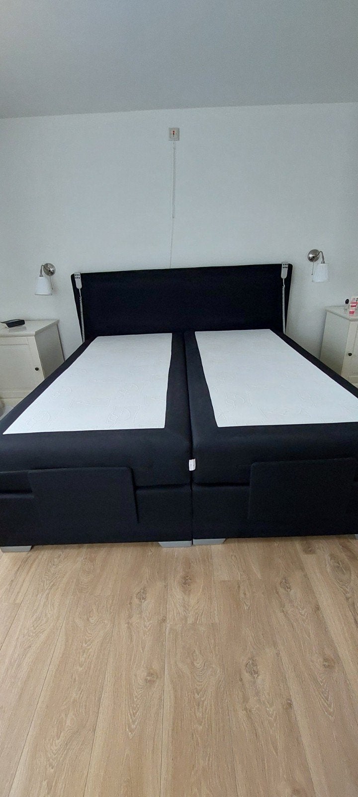 Tweepersoons (180x200) elektrisch verstelbare boxspring, Ophalen, Zwart, Tweepersoons, 180 cm