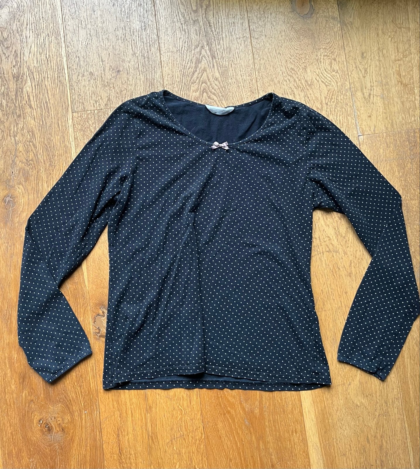 Hunkemöller Zwart Polkadot Longsleeve Pyjama Top Maat M, Ophalen of Verzenden, Gedragen