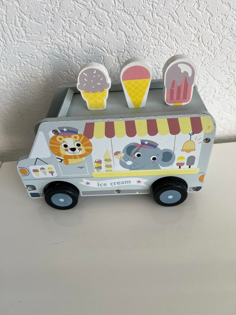 Houten ijscowagen met ijsjes en zebra, Ophalen of Verzenden, Gebruikt, Jongen of Meisje
