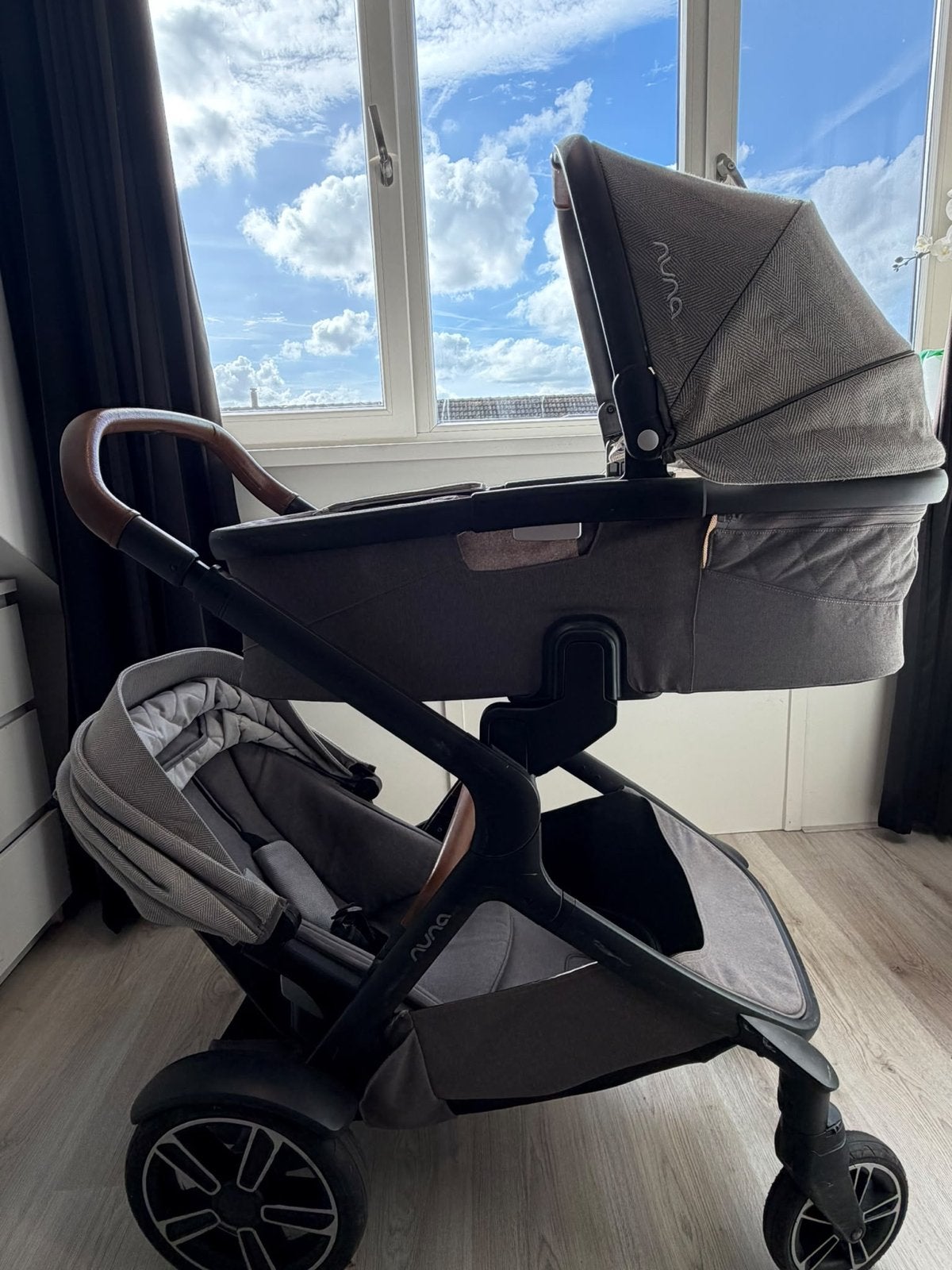 Nuna Demi Grow Combiwagen met meerijdplankje, Zo goed als nieuw, Combiwagen, Met reiswieg, Ophalen