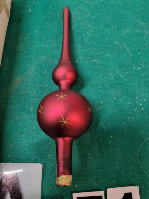 -	kerstboom piek rood goud glas, Diversen, Kerst, Ophalen of Verzenden, 'T Olde Gre-j, Info@toldegrej.nl, Endepoelstraat 20f Didam