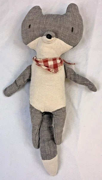 Maileg Wolf knuffel katoen grijs beige met geruite sjaal, Coolsingel 104, 3011 AG Rotterdam, Netherlands, Overige merken, Overige typen