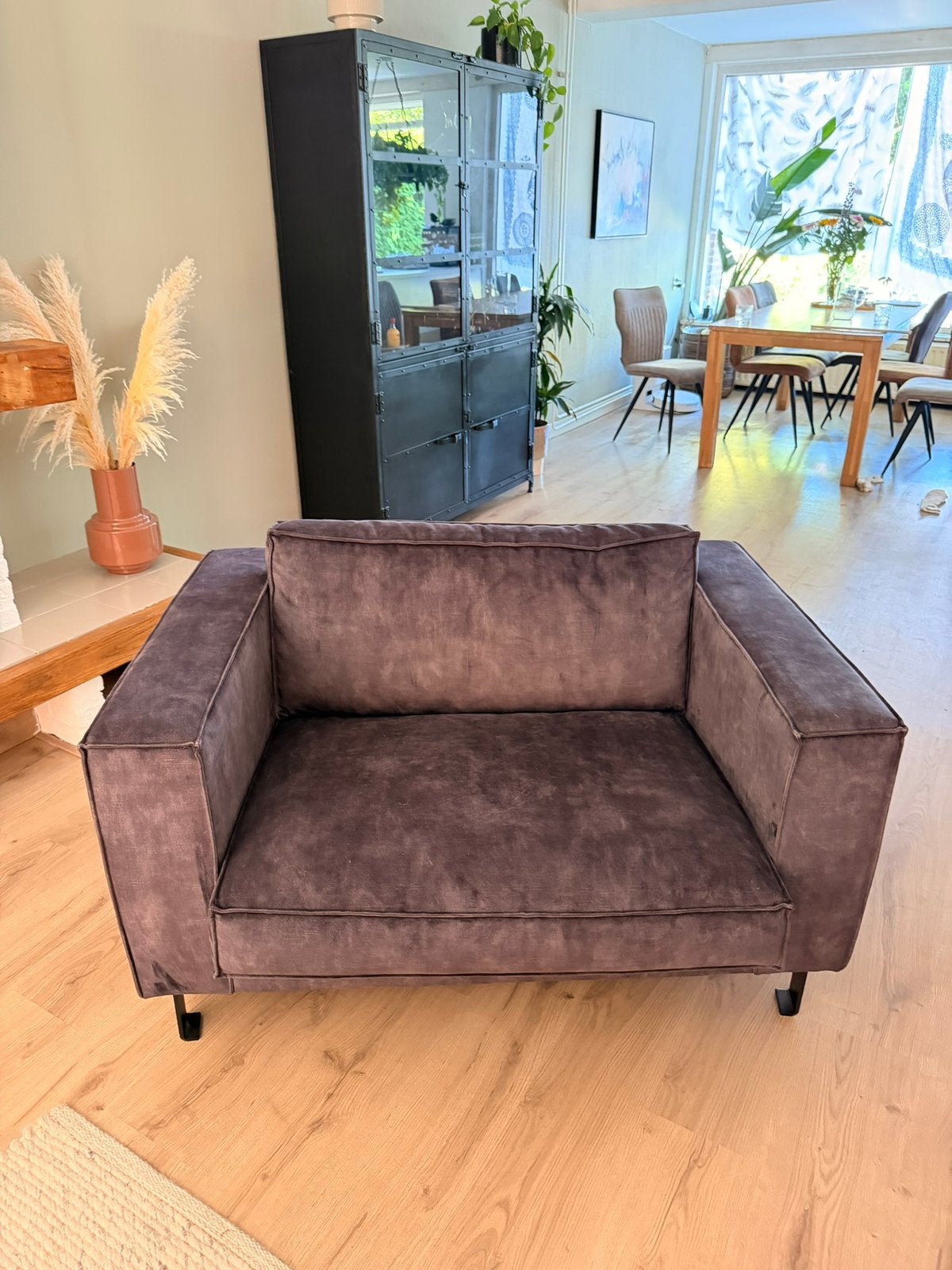 Loveseat / Fauteuil antraciet, Ophalen, Zo goed als nieuw, 75 tot 100 cm, 100 tot 125 cm