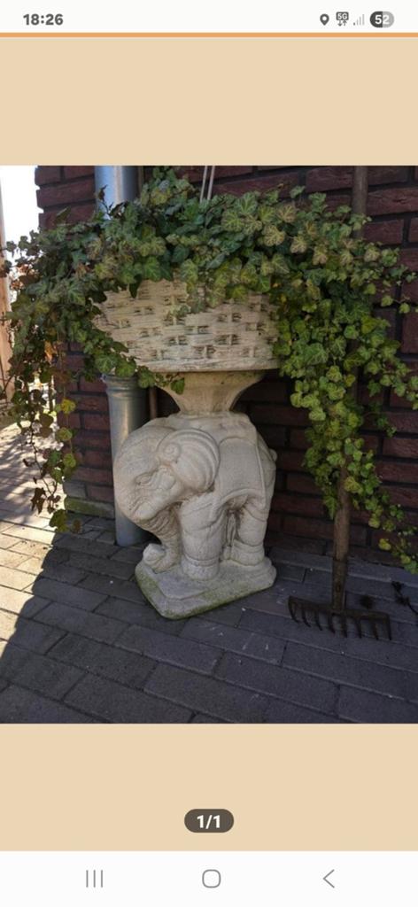 Sierbeton Olifant met Bloembak - 67 cm hoog, Ophalen of Verzenden