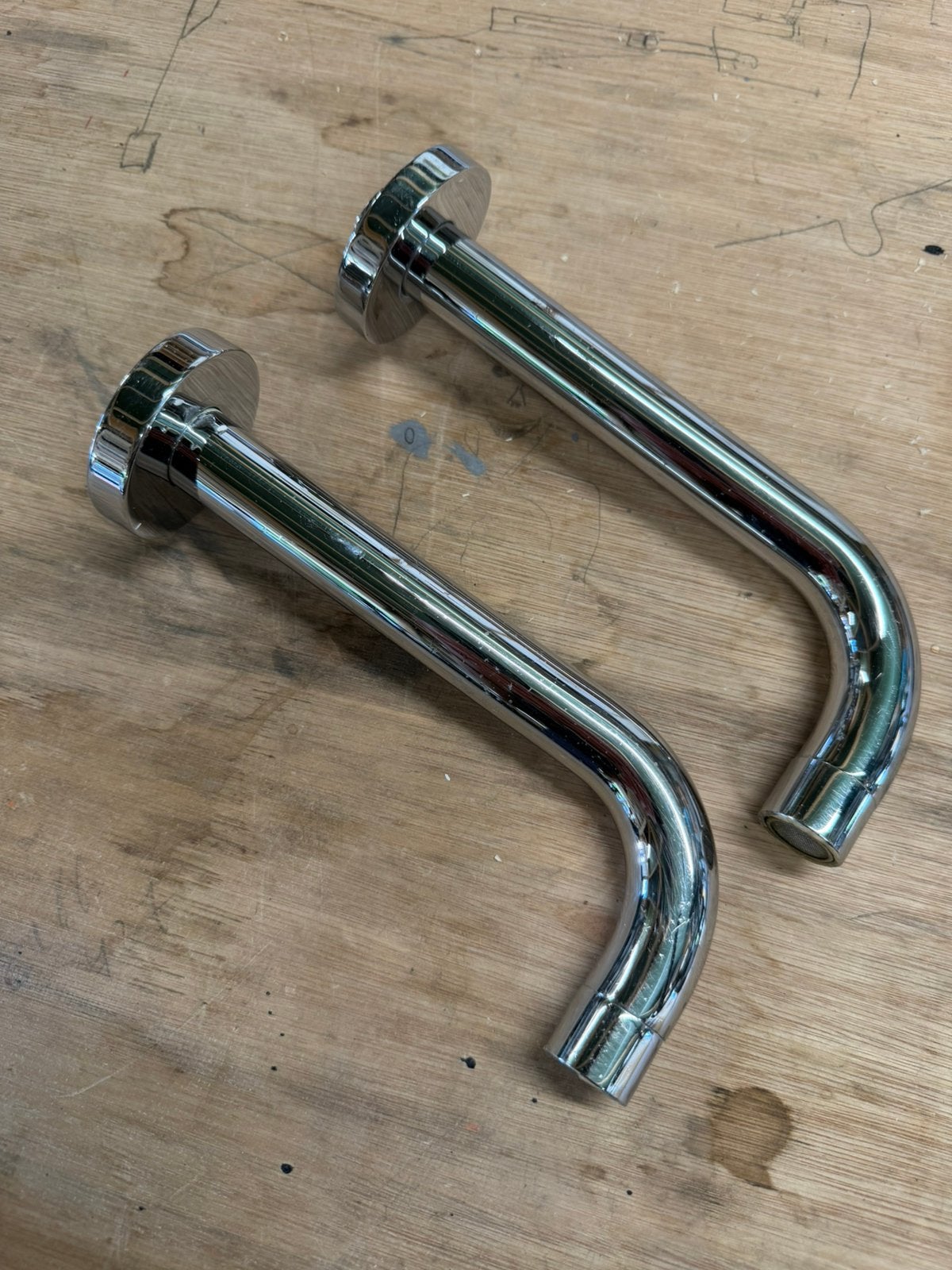 2 x Kraanuitloop chroom, Doe-het-zelf en Verbouw, Ophalen, Gebruikt, Chroom, Kraan