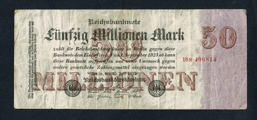 Duitsland : Reichsbanknote fünfzig Millionen Mark  25.7.1923, Verzenden, Duitsland, Los biljet