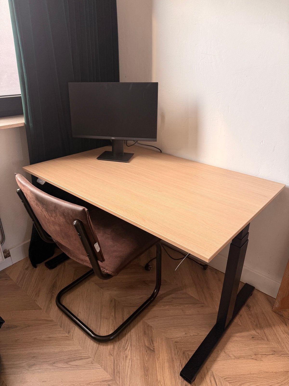Drentea elektrisch zit/sta bureau 120x80cm - Zwart/Licht hou, Ophalen, Elektrisch, 120 cm, Hout