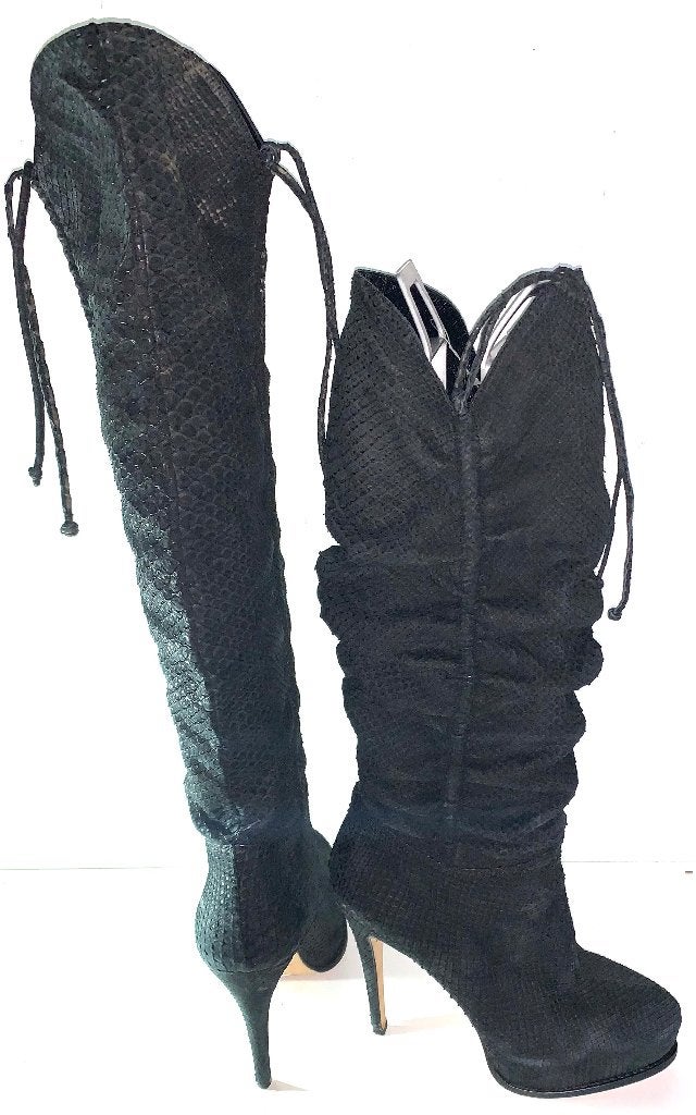 Brian Atwood zwart leren sexy laarzen maat 37,5, Ophalen, Hoge laarzen, Zwart, Zo goed als nieuw