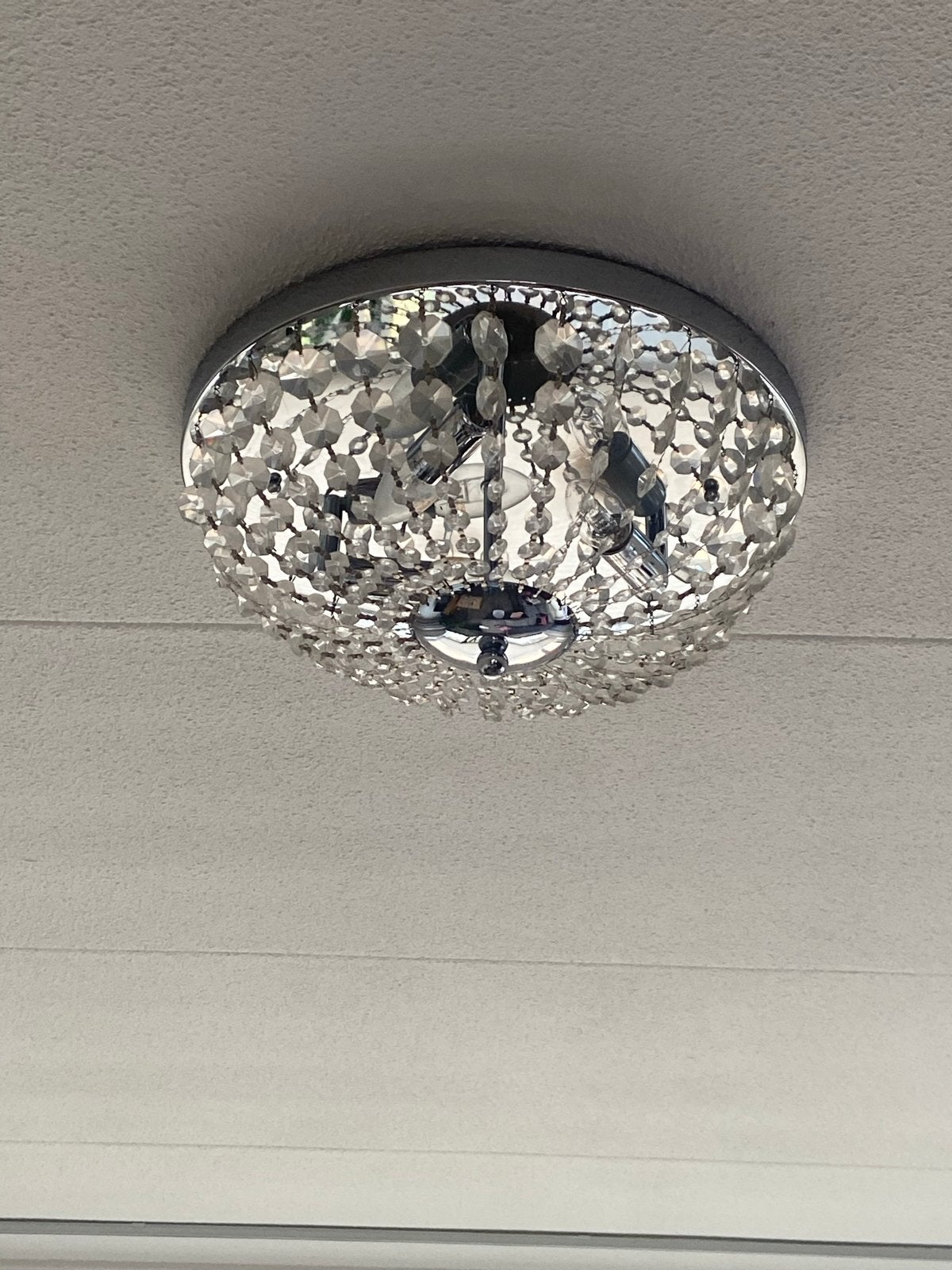 Plafondlamp Irene met kristallen, Zilver, Gebruikt, E14 (klein), Dimbaar